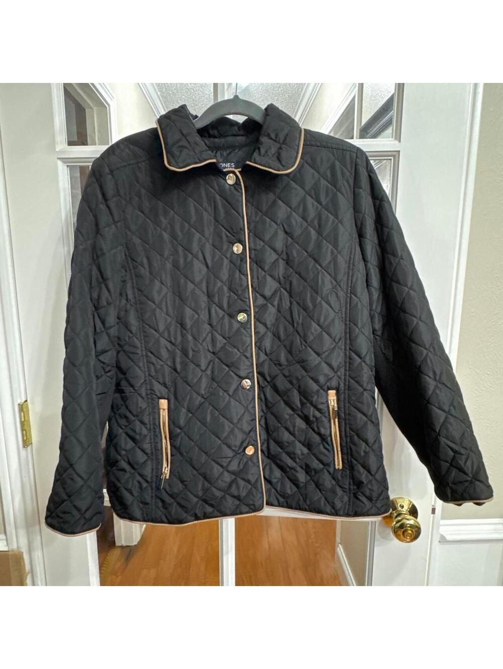 Jones New York Black Quilted Diamond Jacket PXL